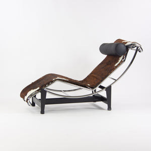 SOLD Cassina Le Corbusier LC4 Chaise Lounge Chair Black Leather Pony Hide New Open Box