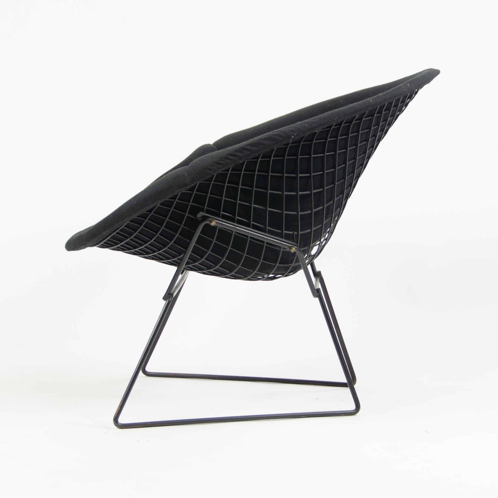 SOLD Knoll International Harry Bertoia Large Wire Diamond Lounge Chair Black Vintage