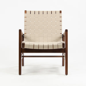 SOLD Knoll Studio International Jens Risom Lounge Chair w Arms Walnut Tan Webbing NOS