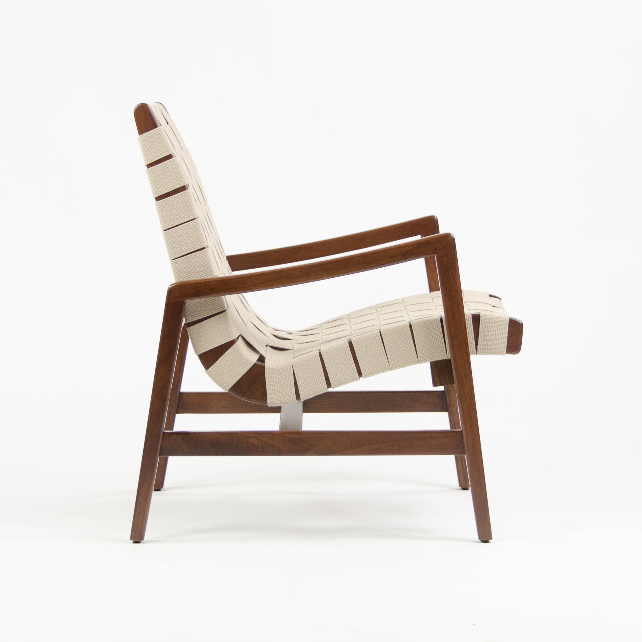 SOLD Knoll Studio International Jens Risom Lounge Chair w Arms Walnut Tan Webbing NOS
