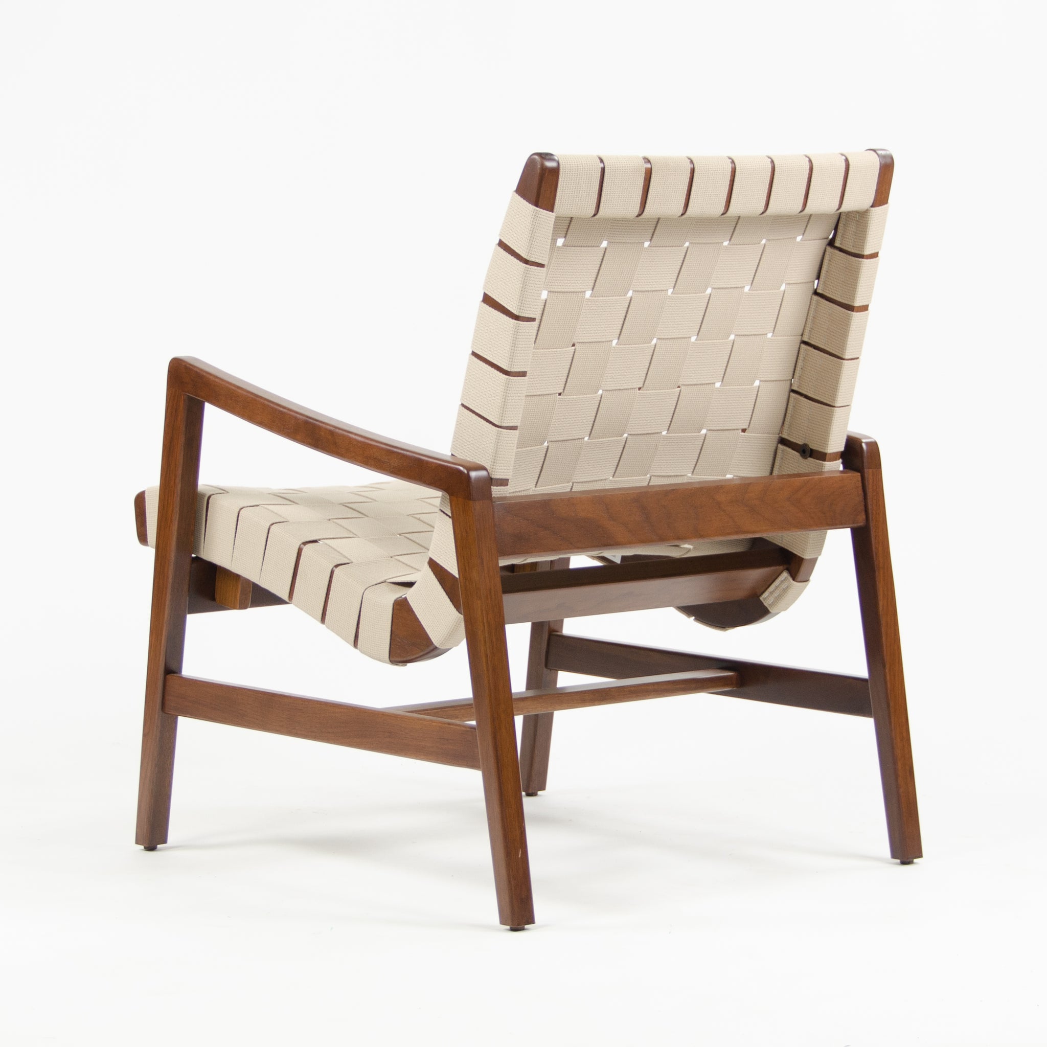 SOLD Knoll Studio International Jens Risom Lounge Chair w Arms Walnut Tan Webbing NOS