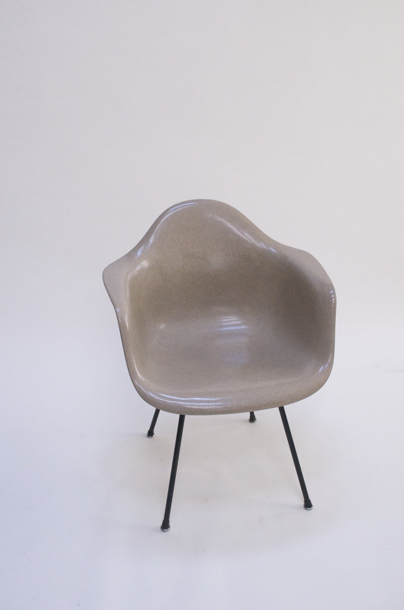 SOLD Greige Eames Herman Miller Fiberglass Arm Shell Chair 1954