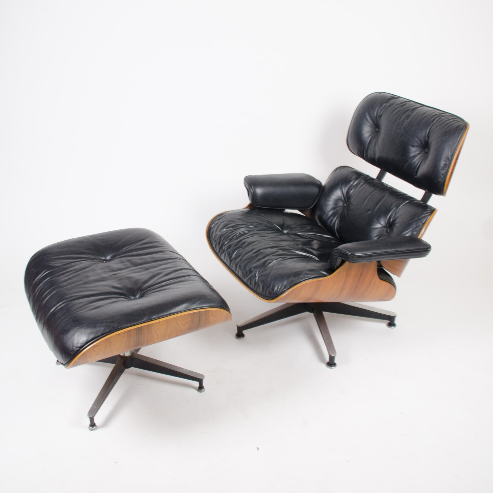 SOLD 1970's Herman Miller Eames Lounge Chair & Ottoman Rosewood 670 671 Black Leather