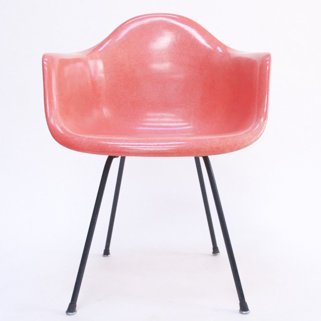 SOLD Red Eames Herman Miller Fiberglass Arm Shell Chair Early 1954