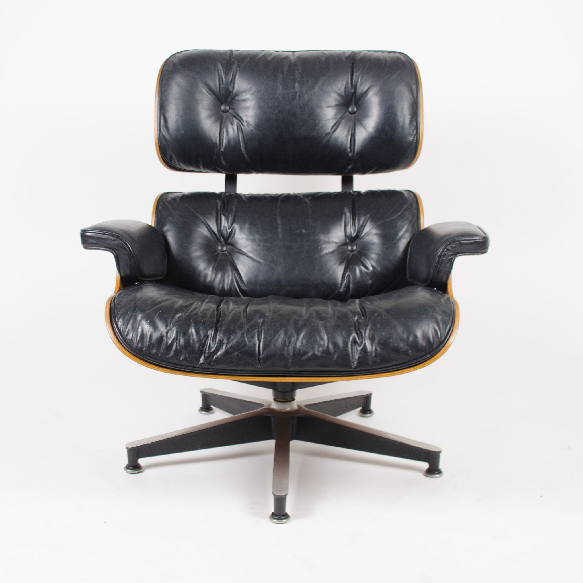 SOLD 1970's Herman Miller Eames Lounge Chair & Ottoman Rosewood 670 671 Black Leather