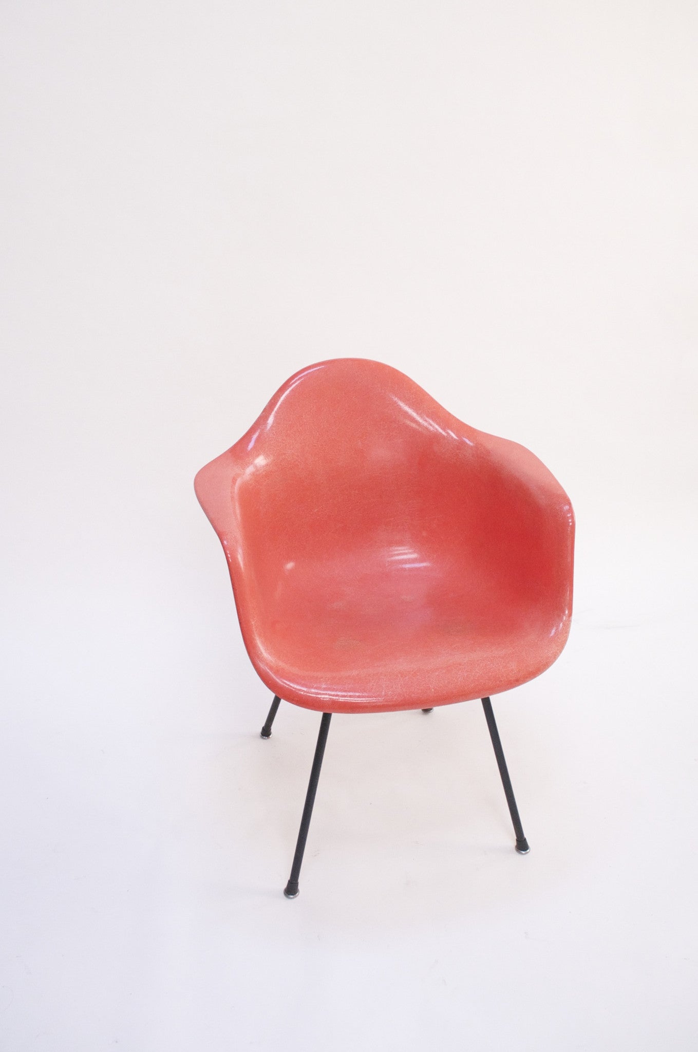 SOLD Red Eames Herman Miller Fiberglass Arm Shell Chair Early 1954