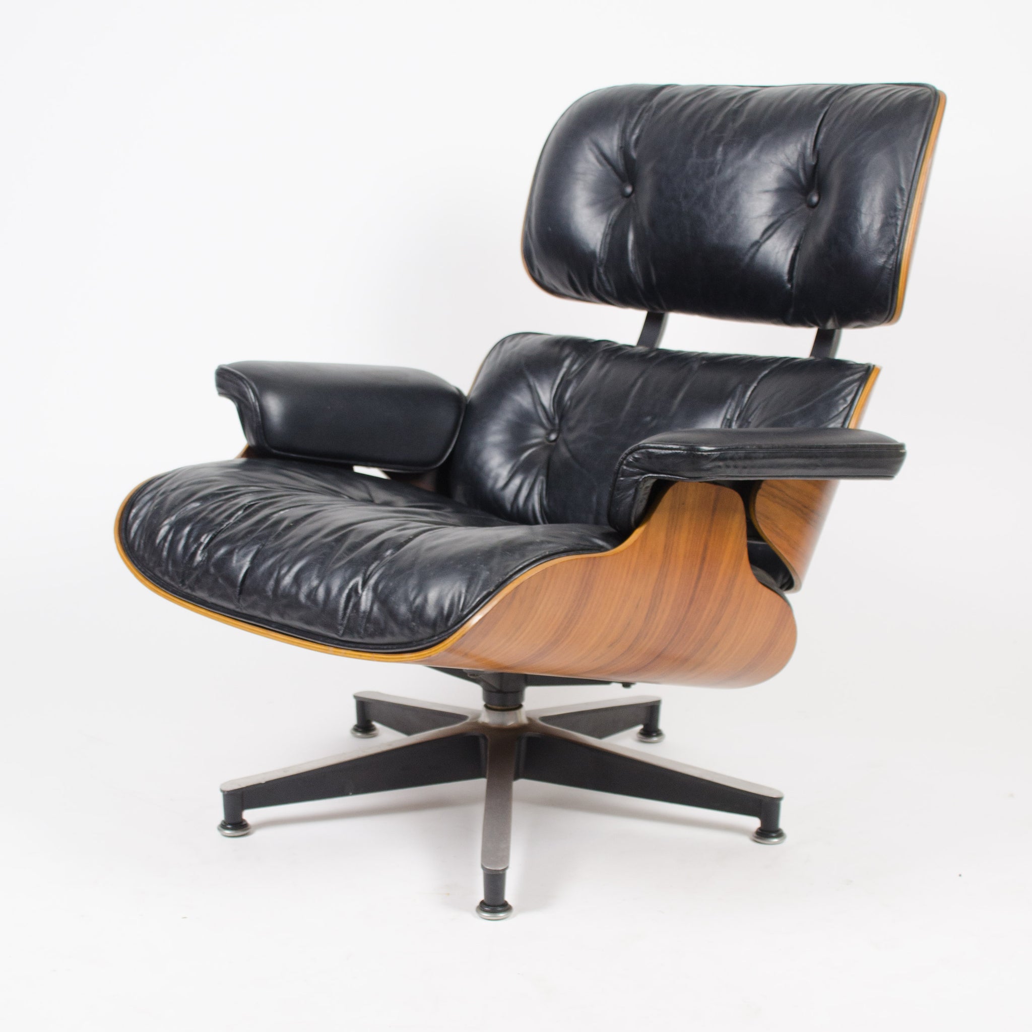 SOLD 1970's Herman Miller Eames Lounge Chair & Ottoman Rosewood 670 671 Black Leather