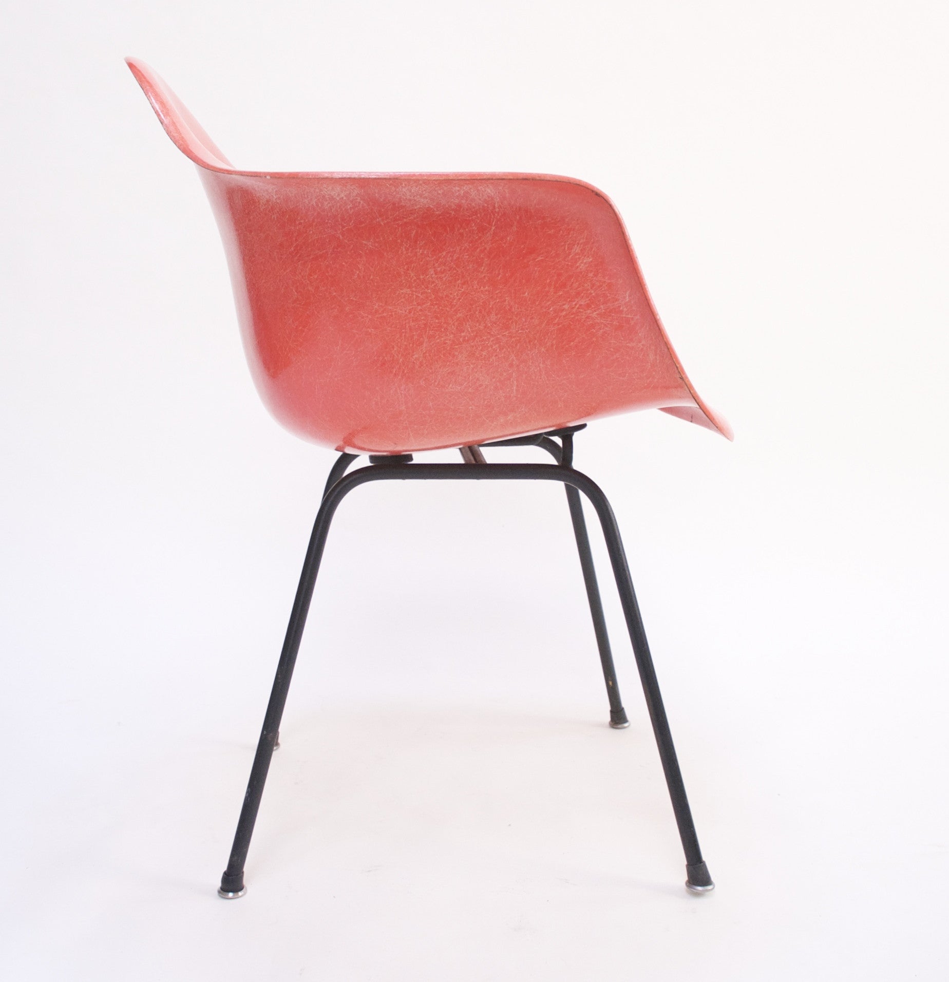 SOLD Red Eames Herman Miller Fiberglass Arm Shell Chair Early 1954