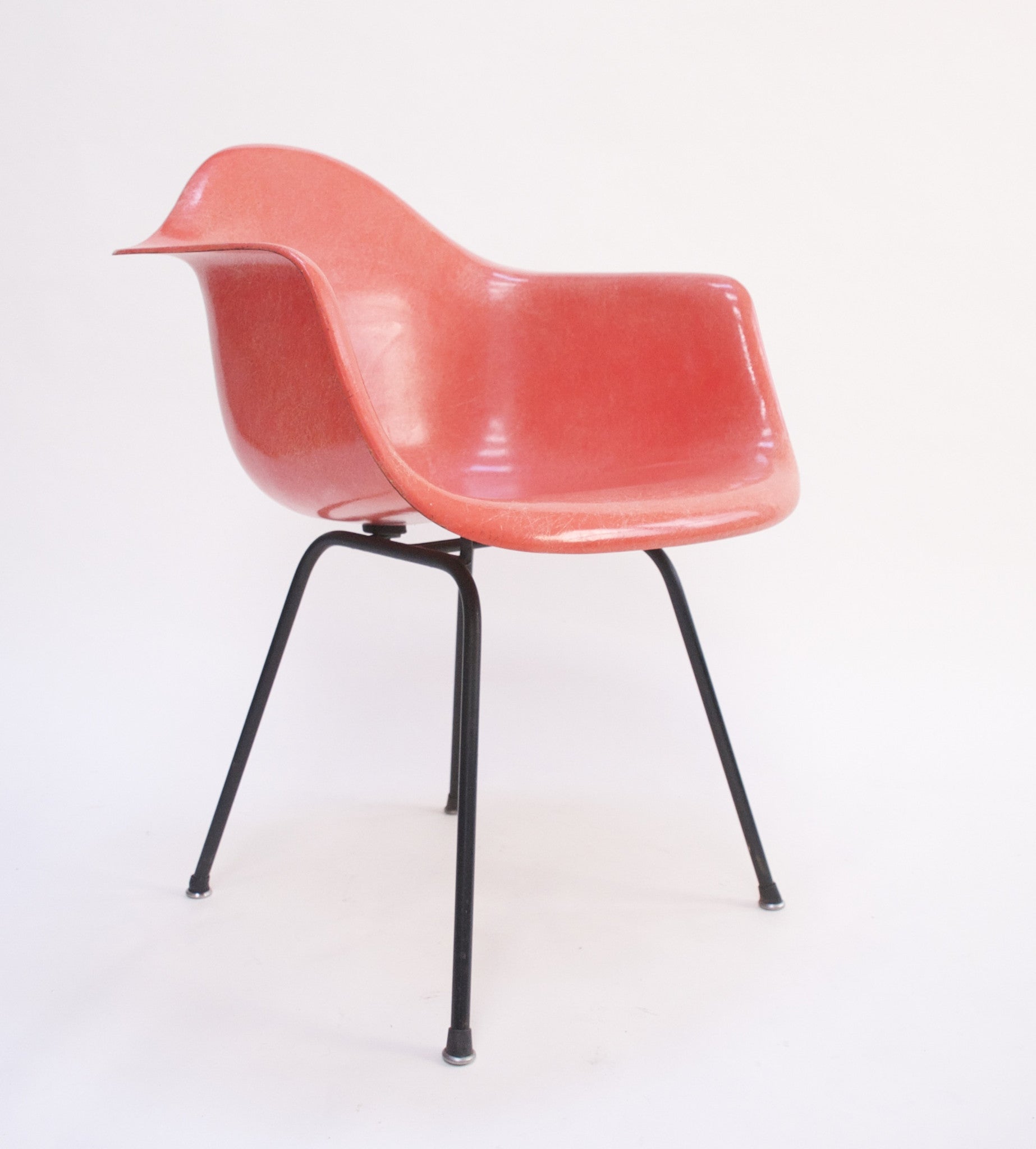 SOLD Red Eames Herman Miller Fiberglass Arm Shell Chair Early 1954