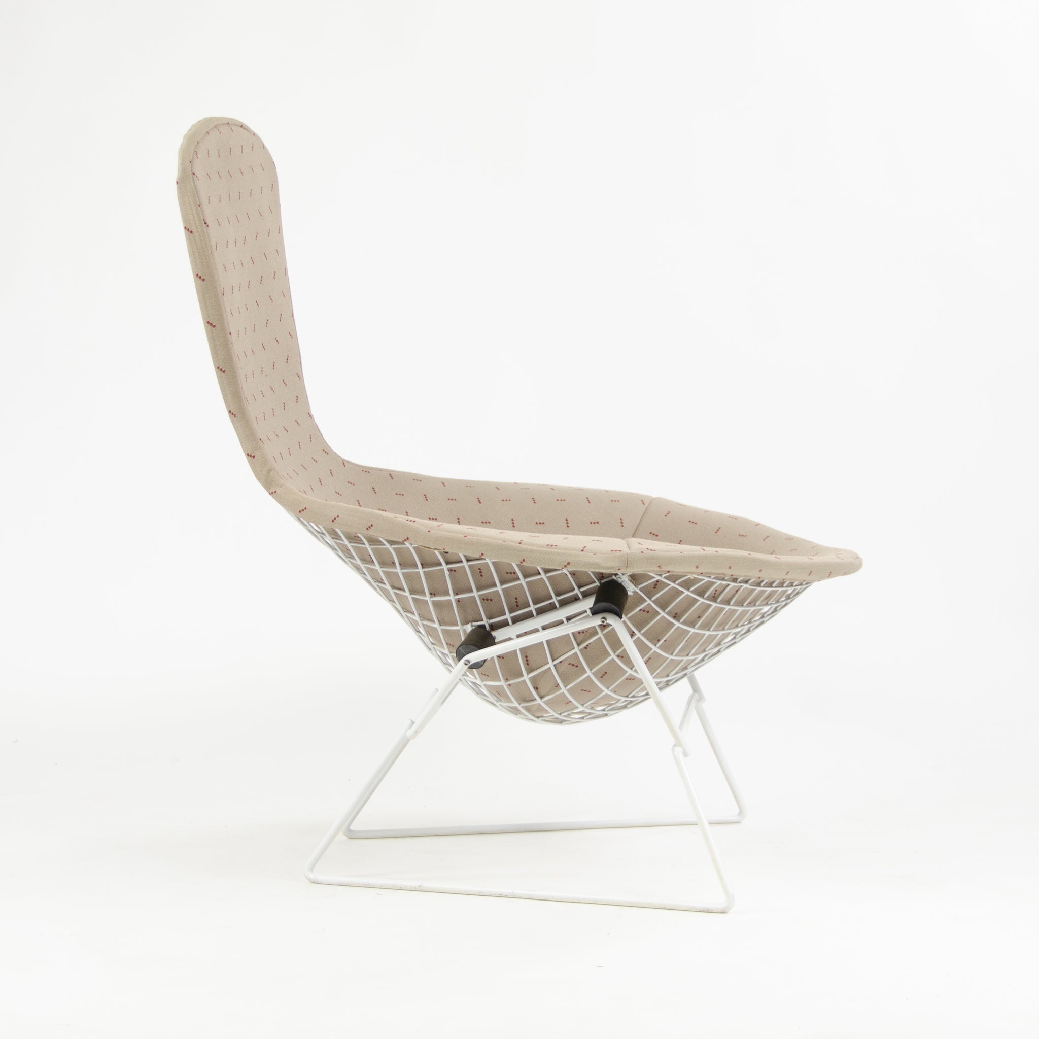 SOLD 1983 Knoll International Harry Bertoia Wire Bird Lounge Chair White Upholstered