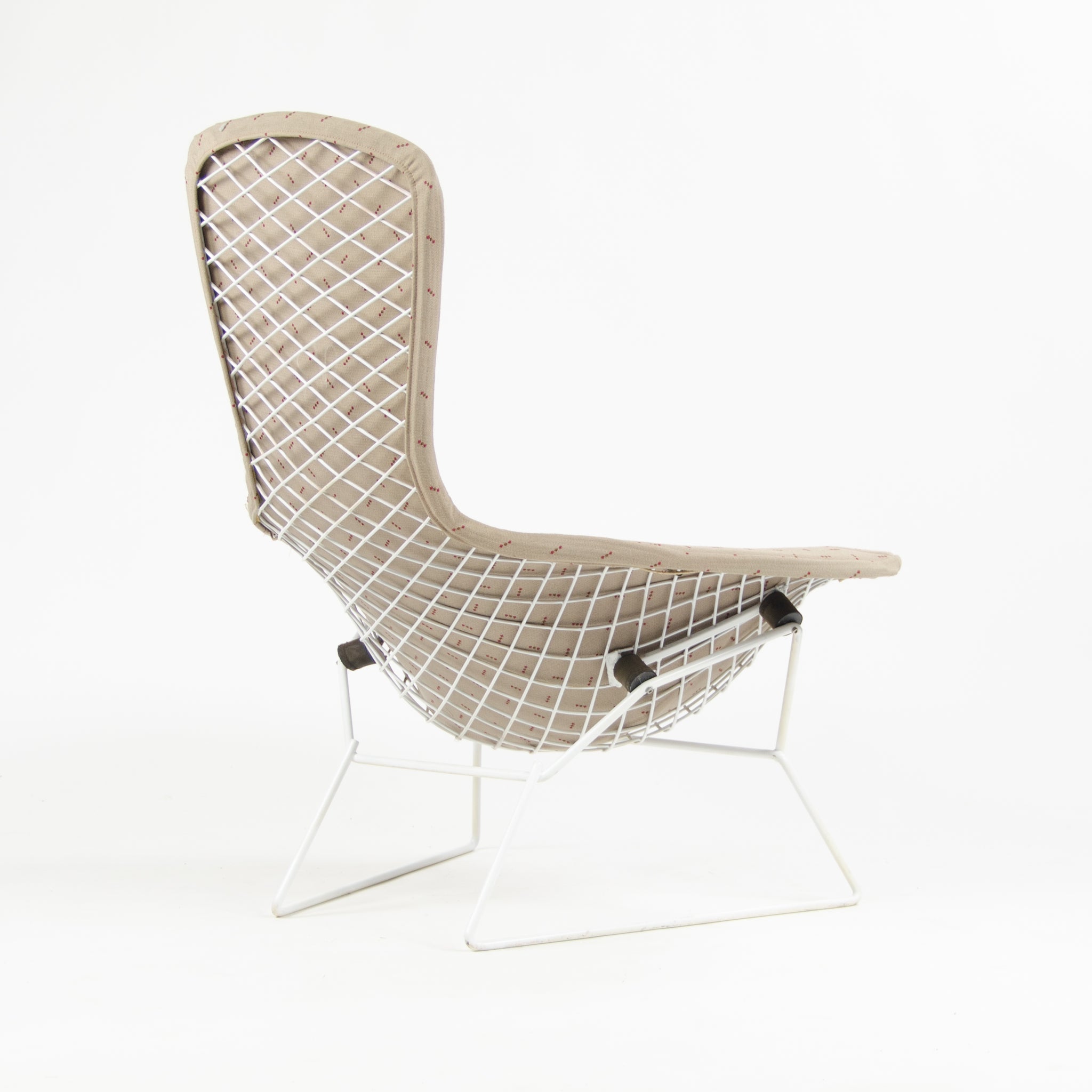 SOLD 1983 Knoll International Harry Bertoia Wire Bird Lounge Chair White Upholstered