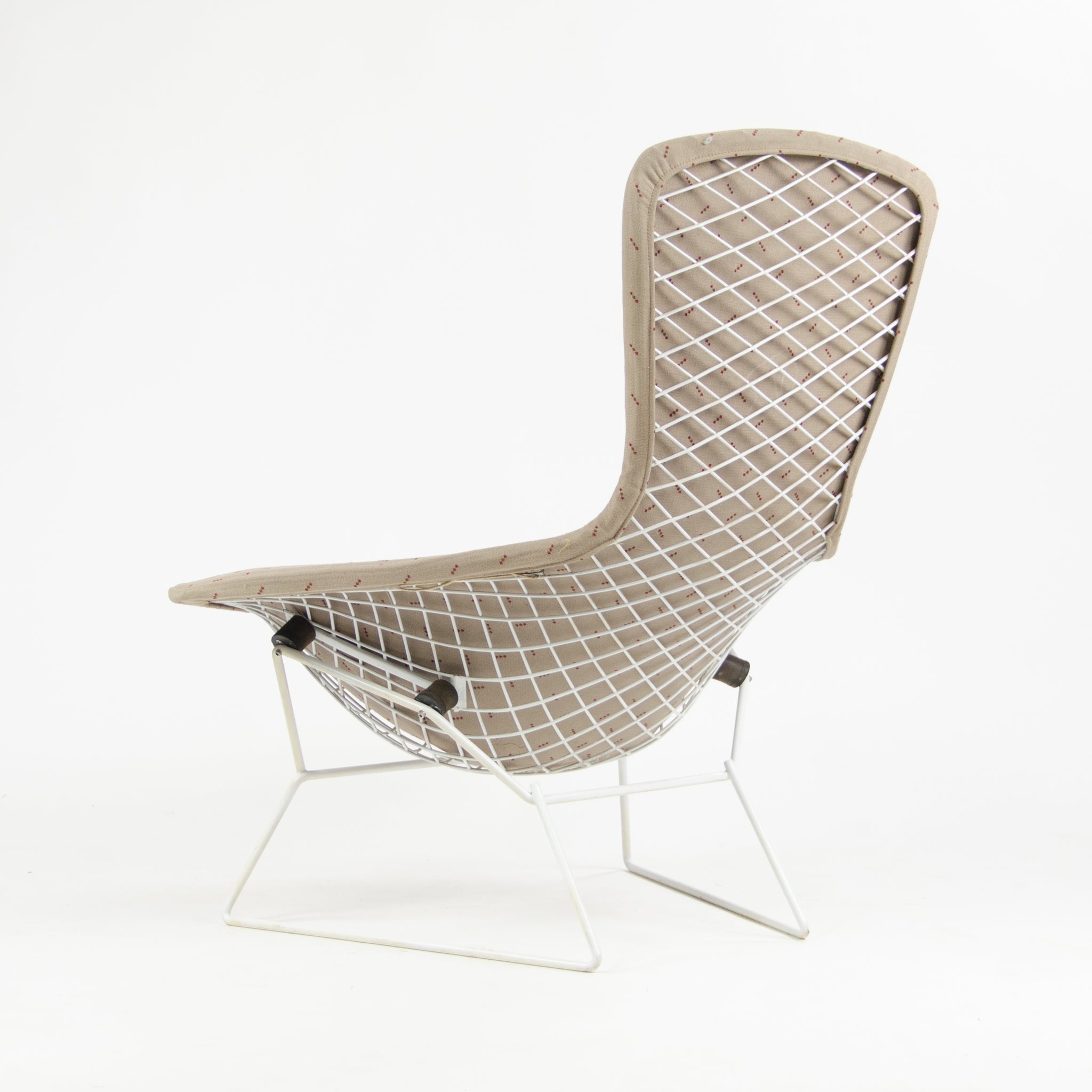 SOLD 1983 Knoll International Harry Bertoia Wire Bird Lounge Chair White Upholstered