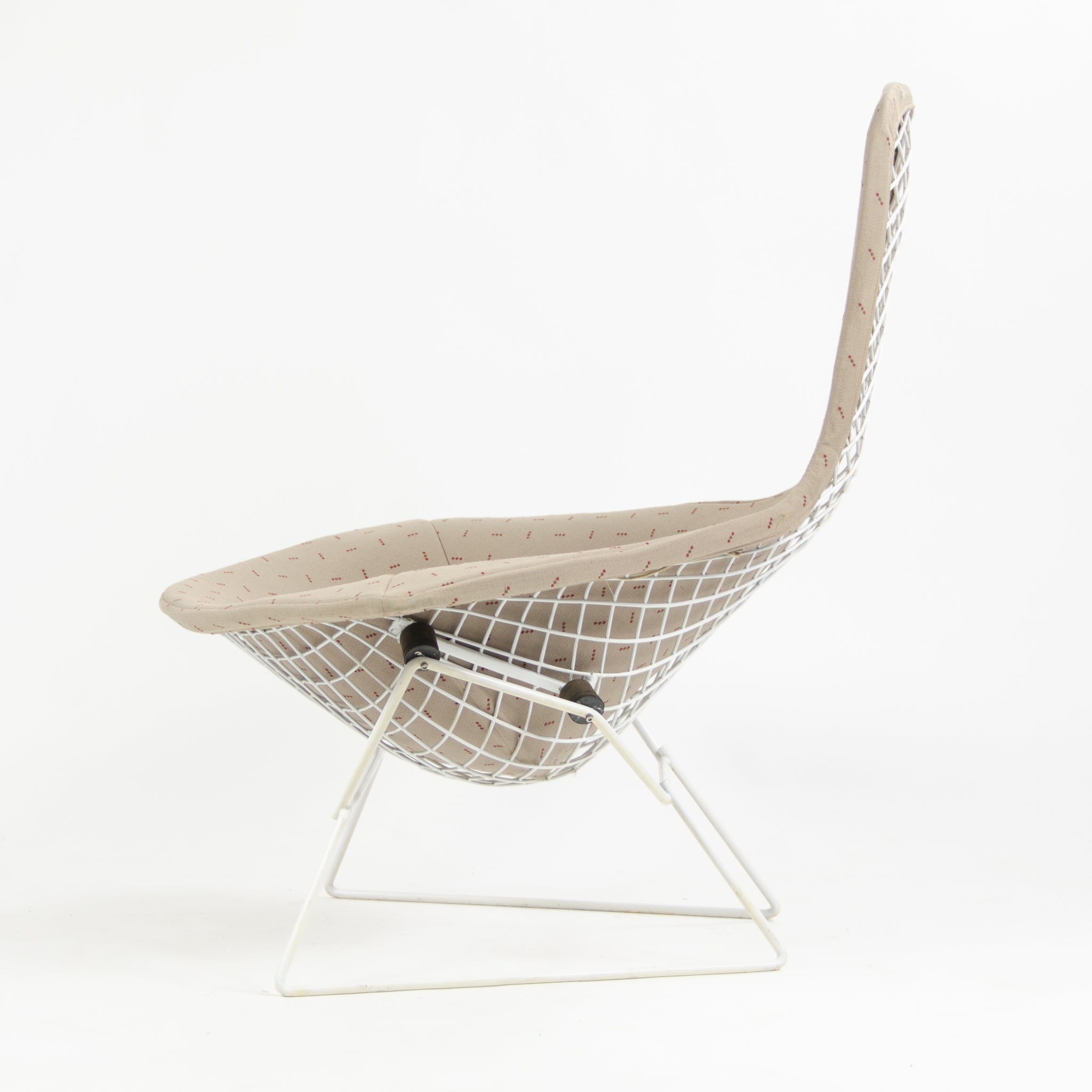 SOLD 1983 Knoll International Harry Bertoia Wire Bird Lounge Chair White Upholstered