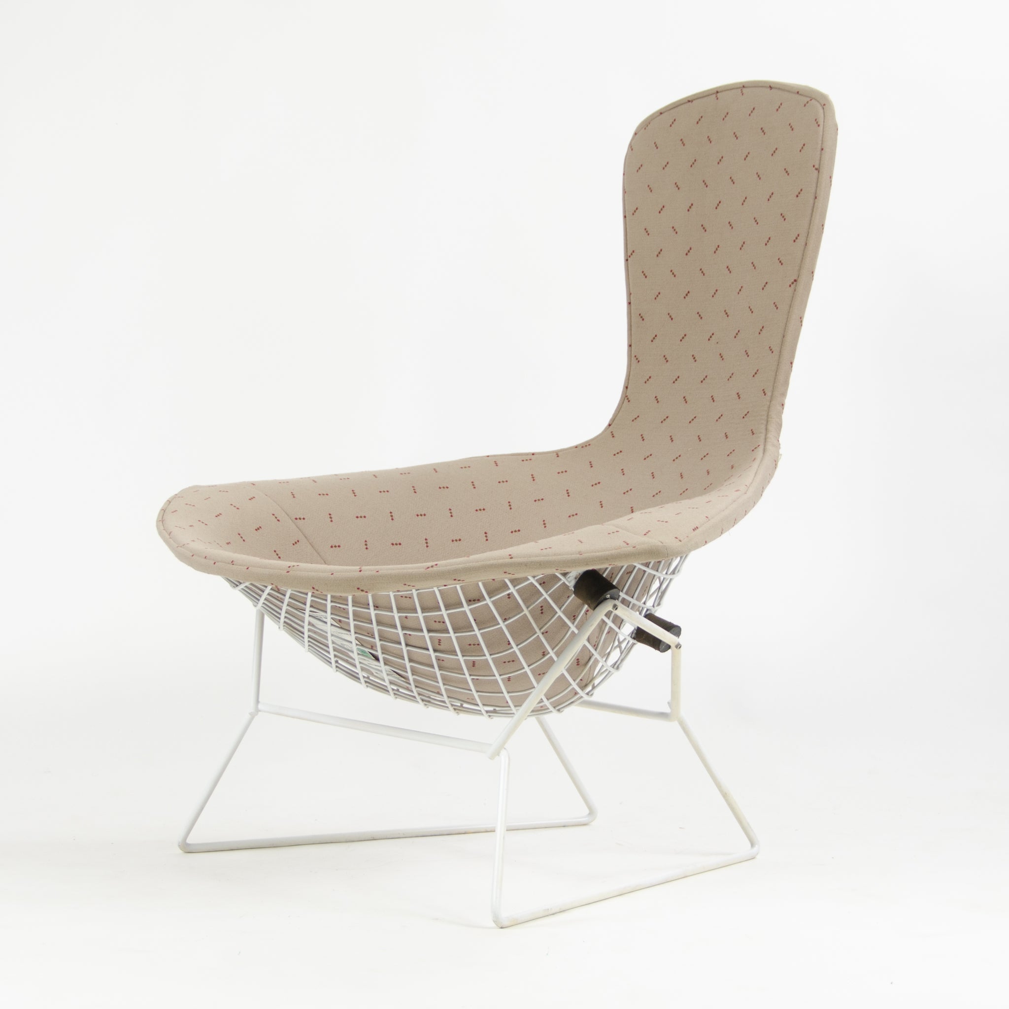 SOLD 1983 Knoll International Harry Bertoia Wire Bird Lounge Chair White Upholstered