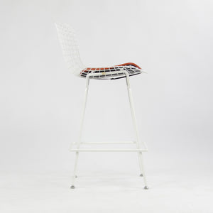 SOLD Knoll International Harry Bertoia White Counter Height Wire Stool w/ pad