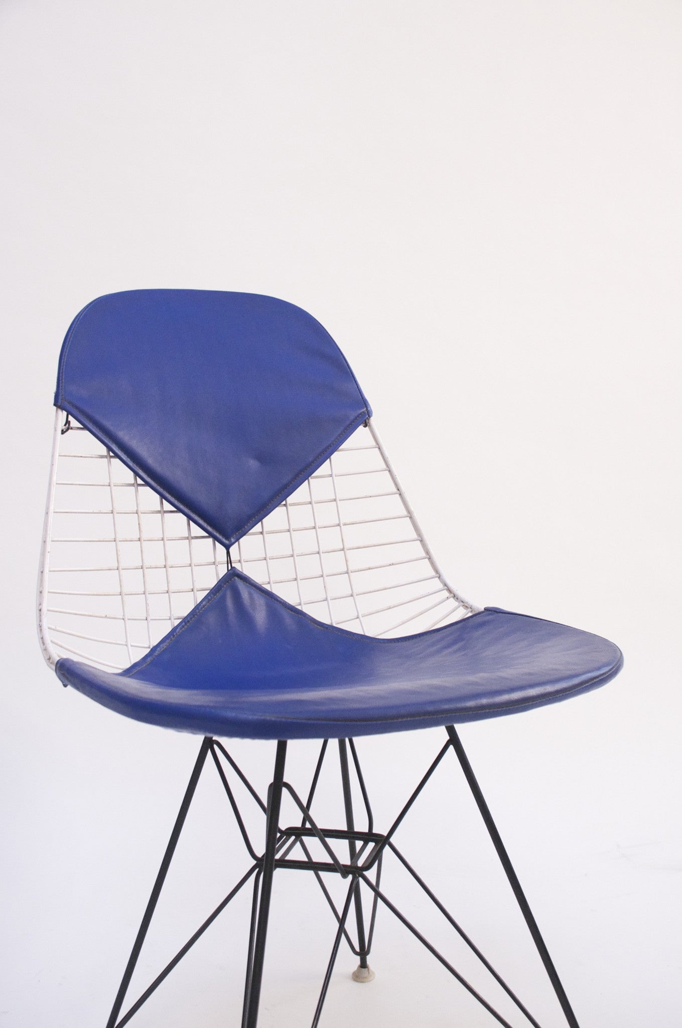 SOLD Eames Pair of Herman Miller Eiffel Tower Wire Bikini Side Shells Blue / White 60's