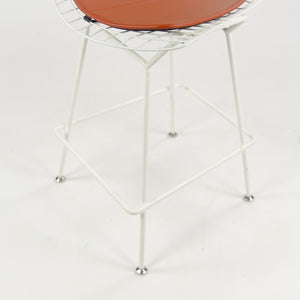 SOLD Knoll International Harry Bertoia White Counter Height Wire Stool w/ pad