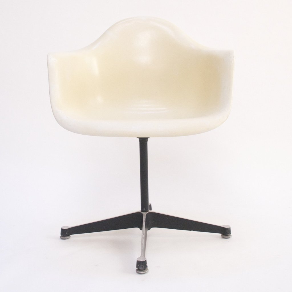 SOLD PSC Eames Herman Miller Ivory Fiberglass Shell Chair Rare Base Arm Shell 1957