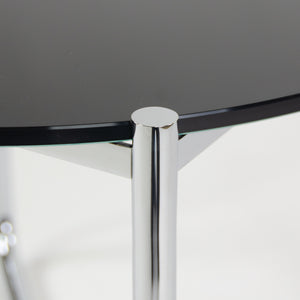 SOLD 2021 Mies van der Rohe for Knoll MR Side / End Table in Black Glass and Chrome