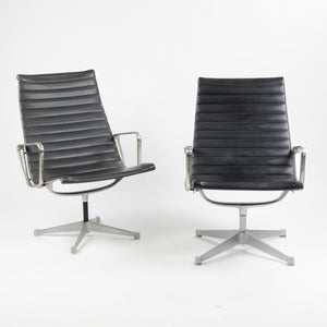 SOLD Early Pair Eames Herman Miller Aluminum Group Lounge Chairs, Charcoal Upholstery