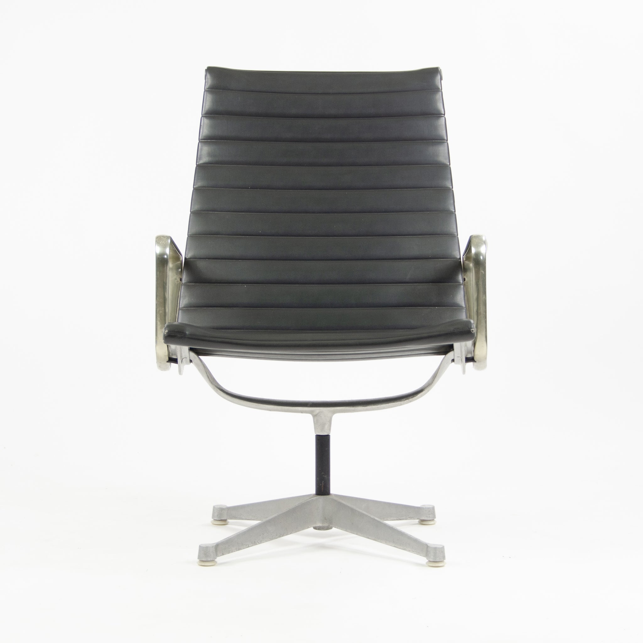 SOLD Early Pair Eames Herman Miller Aluminum Group Lounge Chairs, Charcoal Upholstery