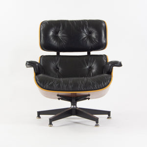 SOLD 1990s Herman Miller Eames Lounge Chair and Ottoman Cherry Black Leather 670 671