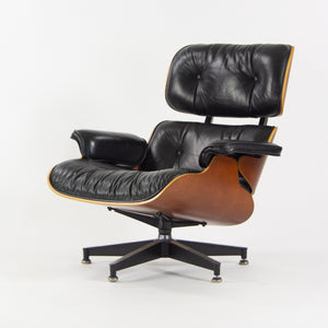 SOLD 1990s Herman Miller Eames Lounge Chair and Ottoman Cherry Black Leather 670 671