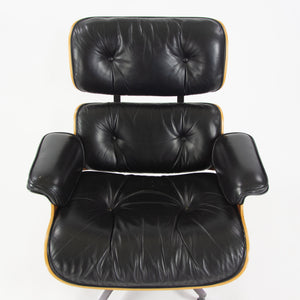 SOLD 1990s Herman Miller Eames Lounge Chair and Ottoman Cherry Black Leather 670 671