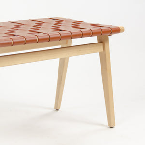 SOLD Knoll Studio Custom Jens Risom Stool with Red / Rust Leather Webbing NOS