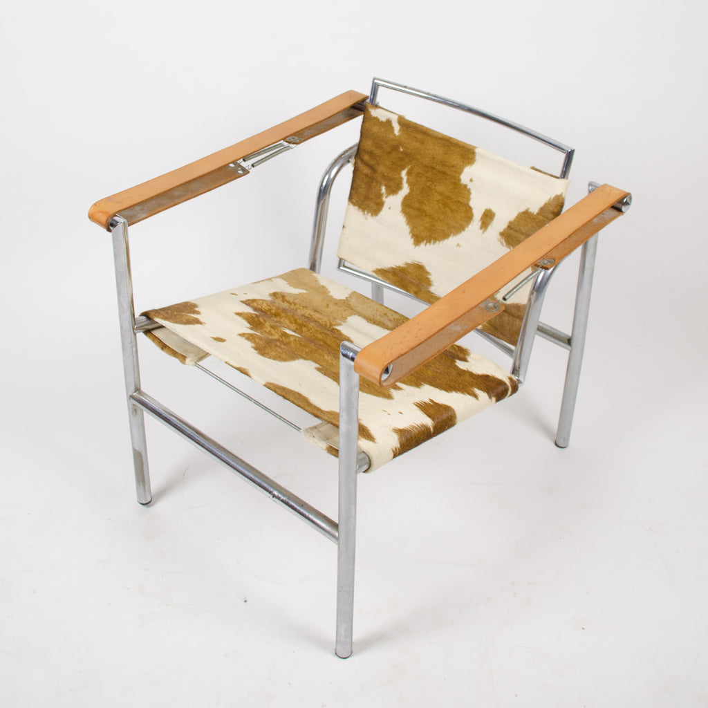 SOLD Le Corbusier Cassina LC1 Basculant Lounge Chair Cowhide