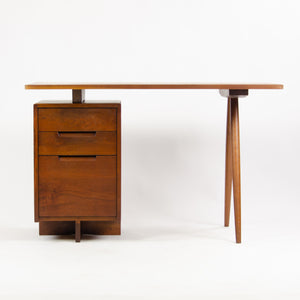 1956 George Nakashima Studio Single Pedestal Black Walnut Desk w/ Spindle Legs