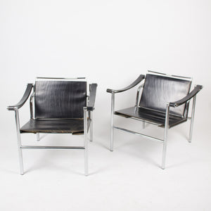 SOLD 1960's Vintage Pair Le Corbusier LC1 Stendig Basculant Chairs Thonet Cassina