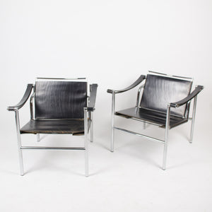 1960's Vintage Pair Le Corbusier LC1 Stendig Basculant Chairs Thonet Cassina