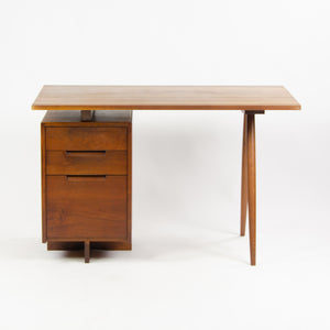 1956 George Nakashima Studio Single Pedestal Black Walnut Desk w/ Spindle Legs