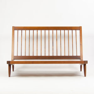 SOLD 1960s George Nakashima Studio Walnut Settee Loveseat Sofa in Green Fabric