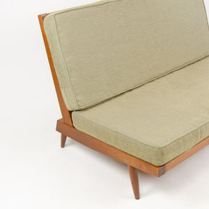 SOLD 1960s George Nakashima Studio Walnut Settee Loveseat Sofa in Green Fabric