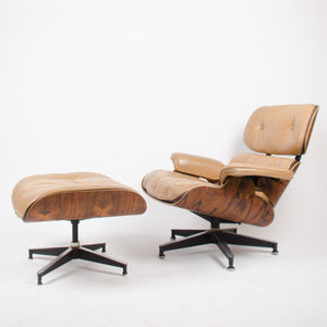 SOLD 1960's Herman Miller Eames Lounge Chair & Ottoman Rosewood 670 671 Tan Leather