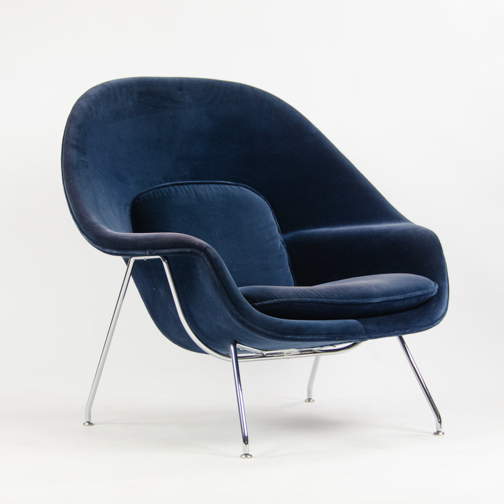 SOLD 2018 Eero Saarinen Womb Chair Knoll Studio Full-Size Dark Blue Mohair Velvet