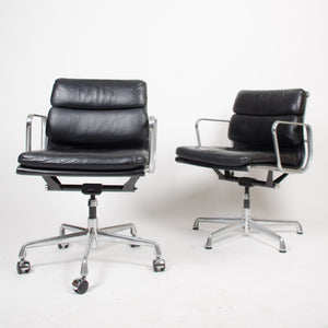 SOLD Eames Herman Miller Soft Pad Aluminum Group Chair Black Leather 22 Available