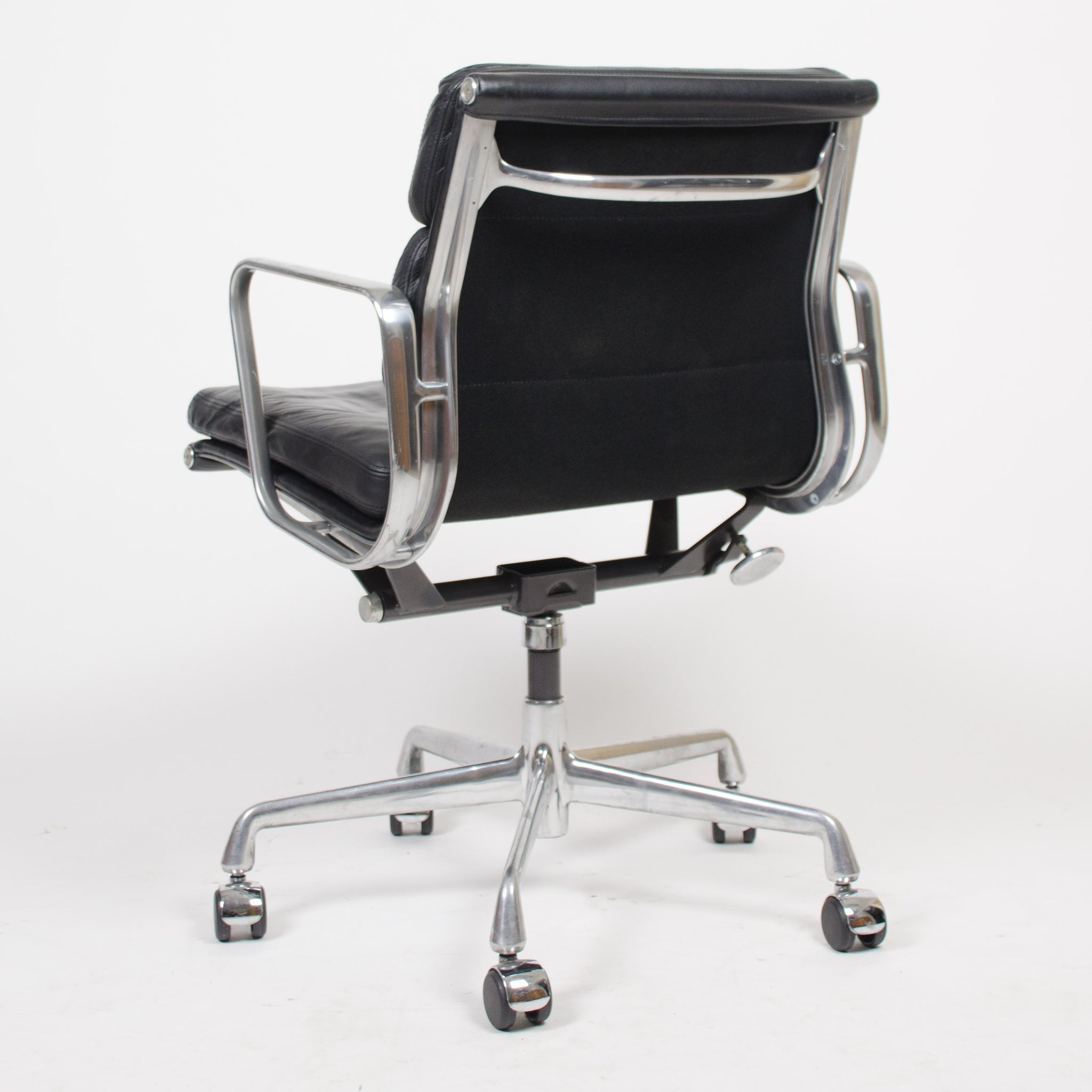 SOLD Eames Herman Miller Soft Pad Aluminum Group Chair Black Leather 22 Available