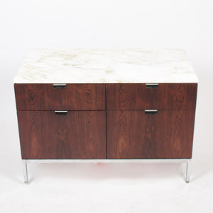 SOLD Florence Knoll Vintage Rosewood and Marble Credenza Cabinet Sideboard Finished Back