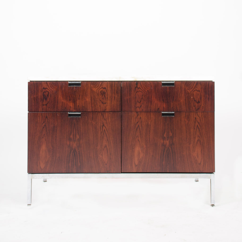 SOLD Florence Knoll Vintage Rosewood and Marble Credenza Cabinet Sideboard Finished Back