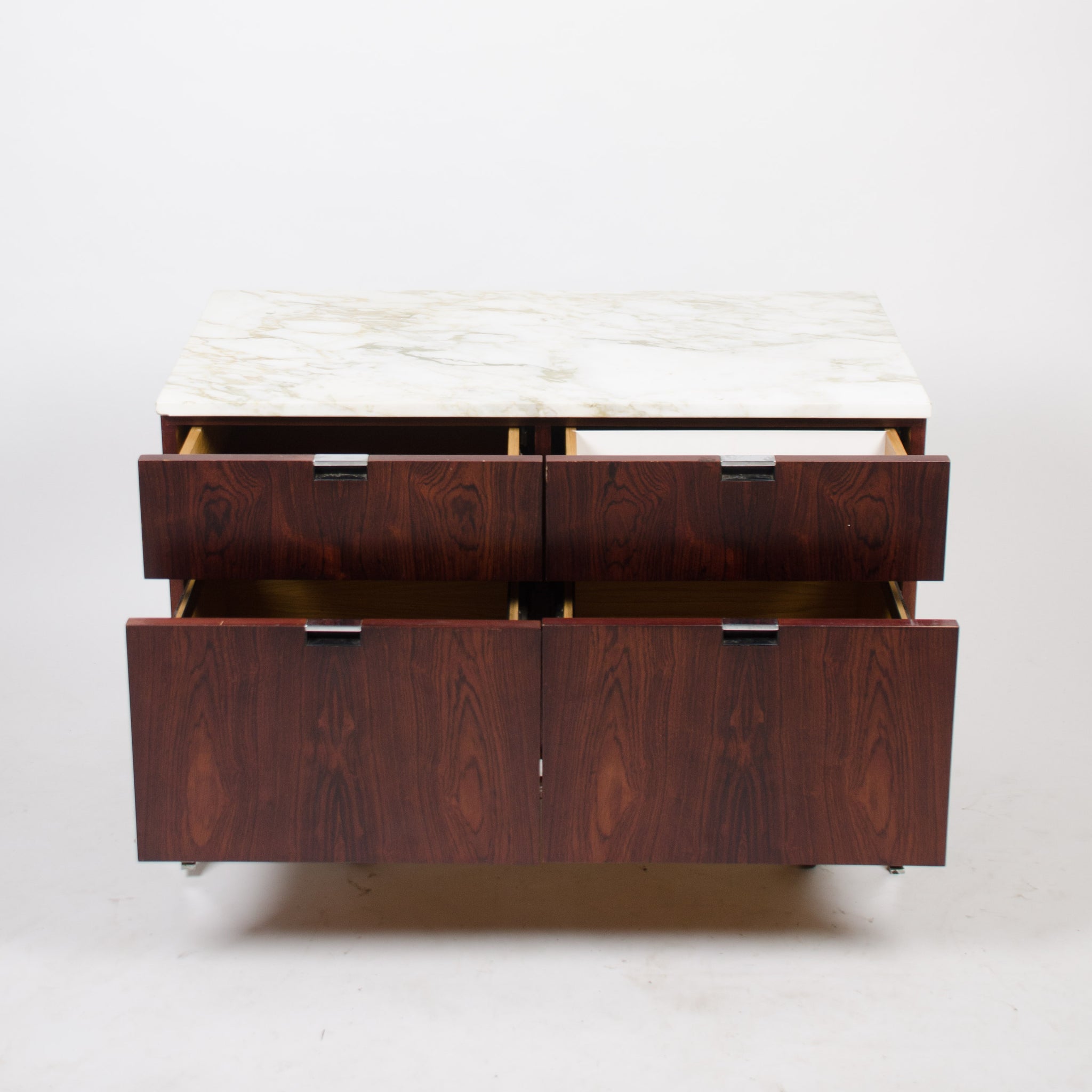 SOLD Florence Knoll Vintage Rosewood and Marble Credenza Cabinet Sideboard Finished Back