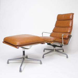 SOLD Eames 1970's Herman Miller Soft Pad Lounge Chair with Ottoman Cognac