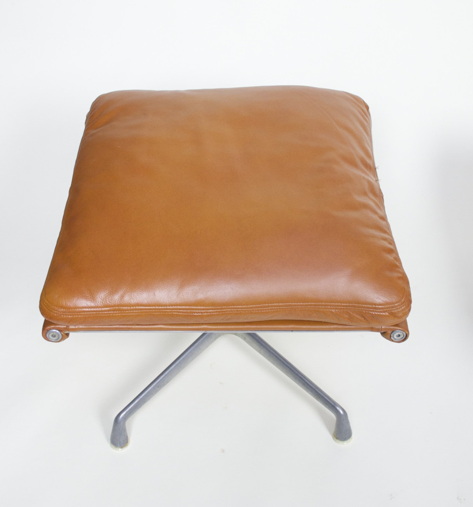 SOLD Eames 1970's Herman Miller Soft Pad Lounge Chair with Ottoman Cognac