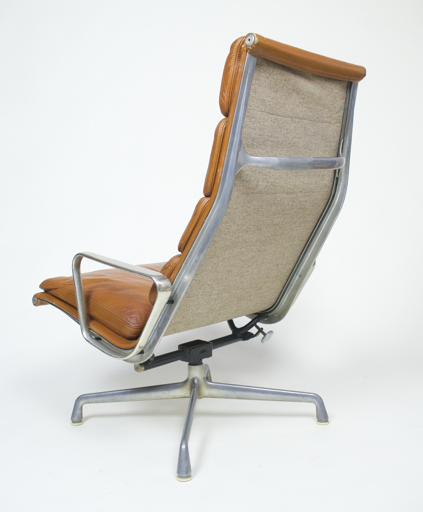 SOLD Eames 1970's Herman Miller Soft Pad Lounge Chair with Ottoman Cognac