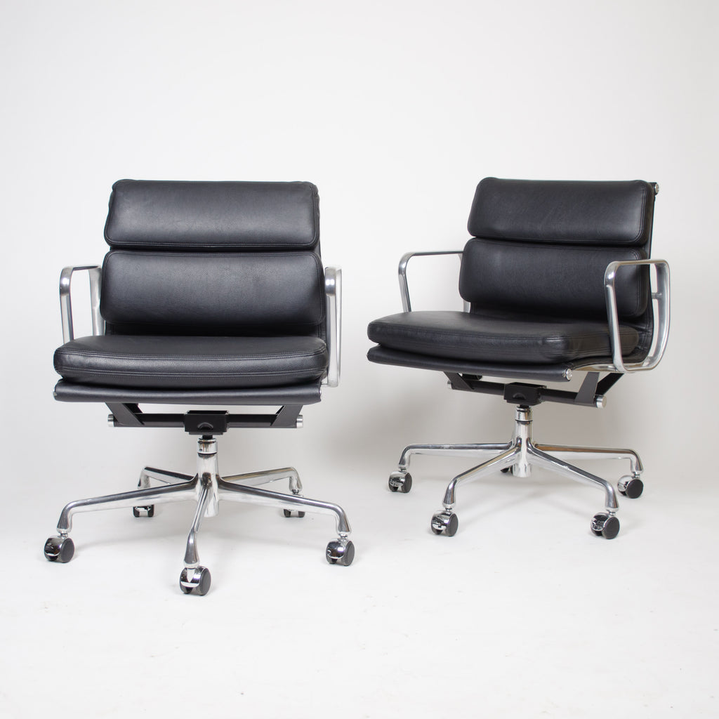 SOLD Eames Herman Miller Soft Pad Aluminum Group Chair Black Leather 4+ Avail MINT!