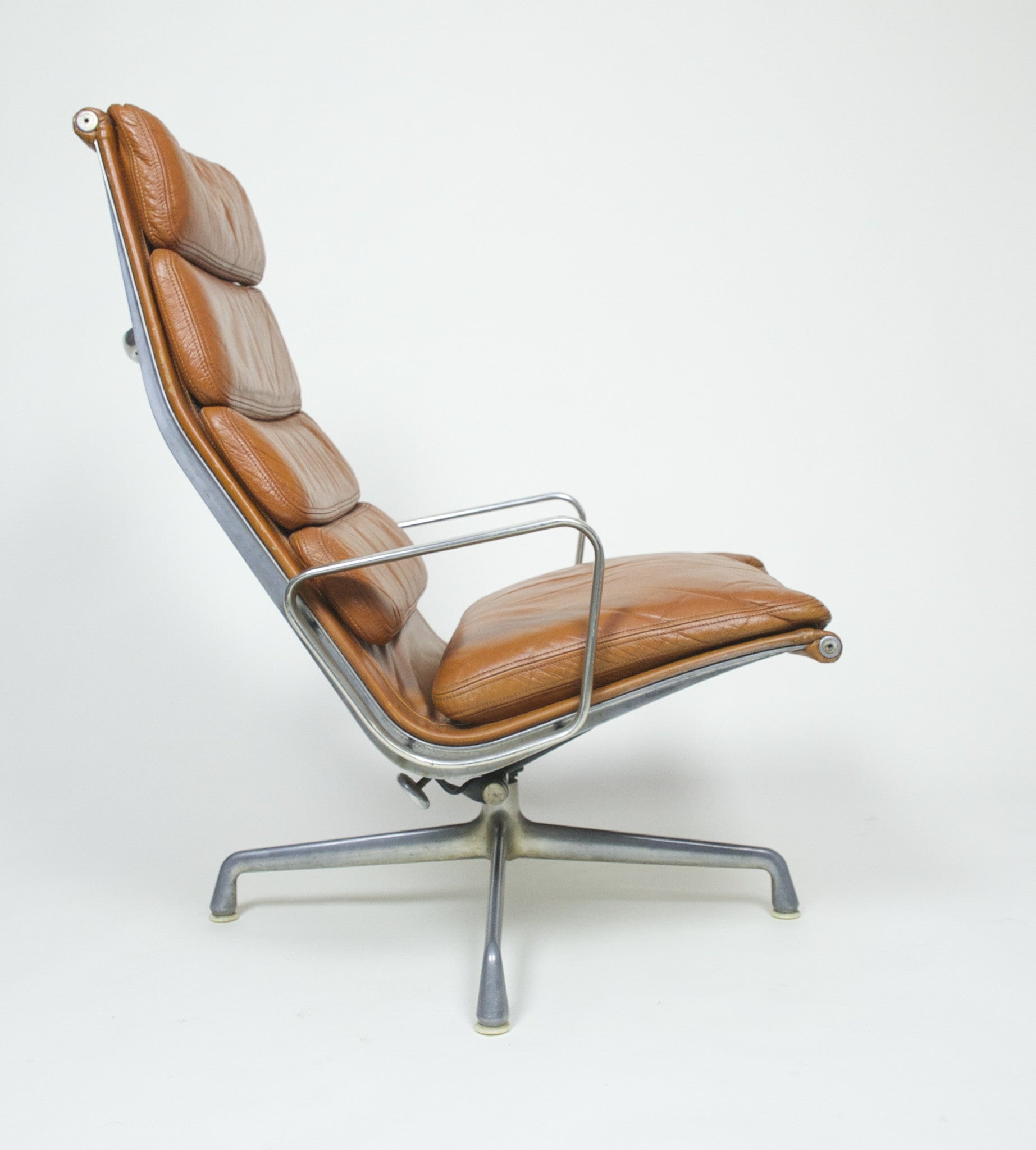 SOLD Eames 1970's Herman Miller Soft Pad Lounge Chair with Ottoman Cognac