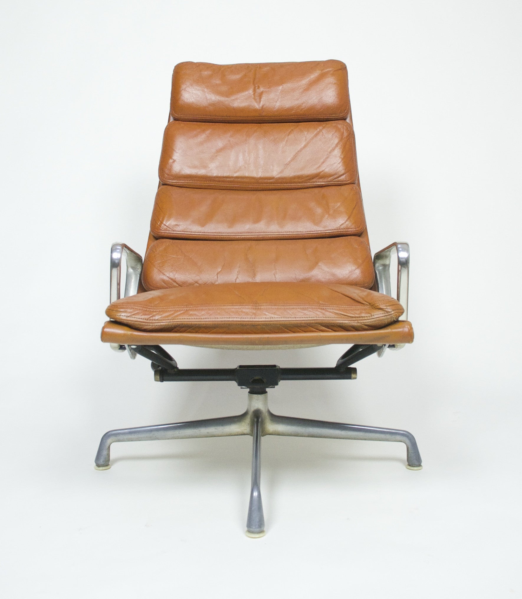 SOLD Eames 1970's Herman Miller Soft Pad Lounge Chair with Ottoman Cognac
