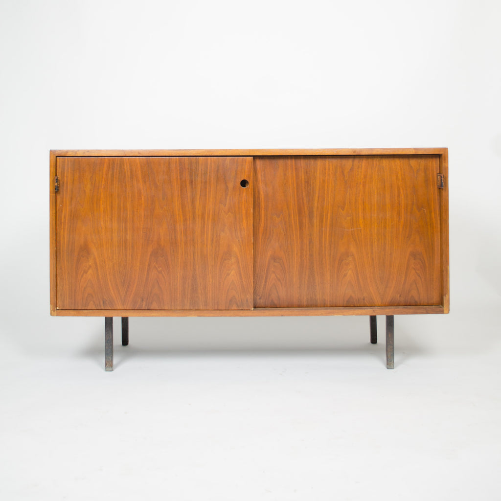 SOLD Florence Knoll Vintage Walnut Leather Pull Credenza / Sideboard